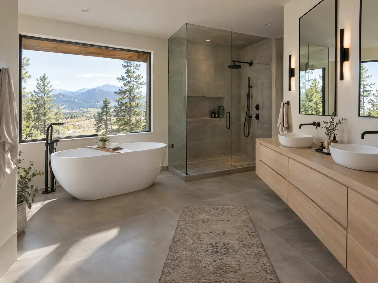 Castle Rock bathroom remodeling: a freestanding tub, walk-in shower and double vanity