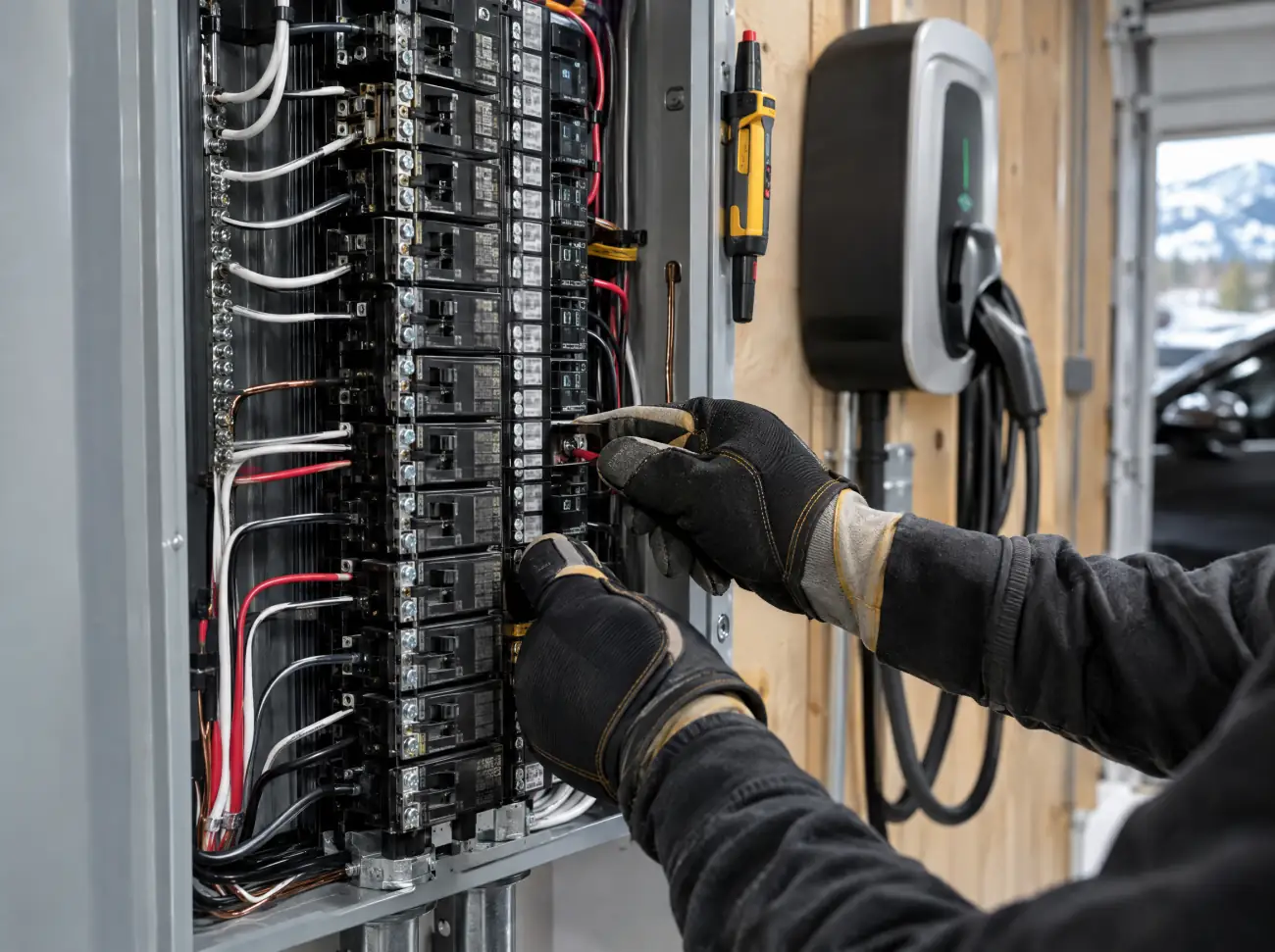 Castle Rock electrical: wiring a new breaker panel beside an EV charger Castle Rock electrical: wiring a new breaker panel beside an EV charger