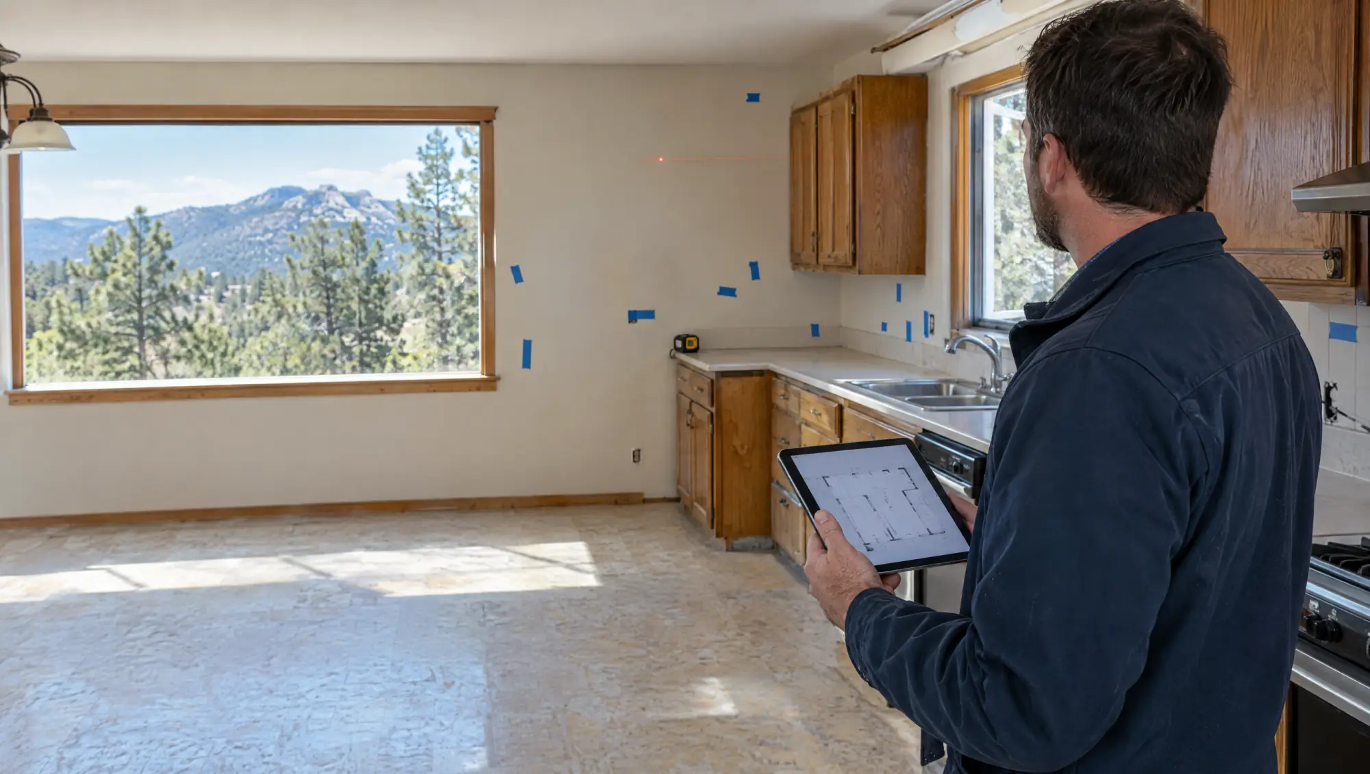 Castle Rock estimator site visit: measuring a kitchen before a remodel Castle Rock estimator site visit: measuring a kitchen before a remodel