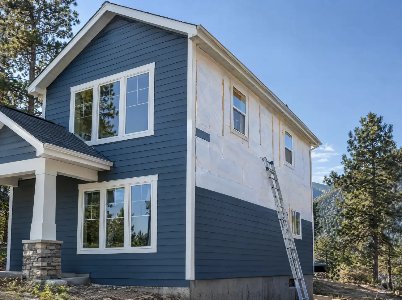 Castle Rock siding: new fiber cement lap siding going up over house wrap
